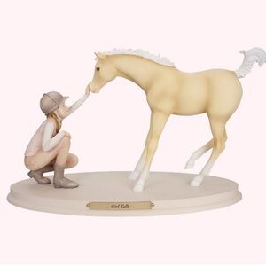 🐴🩷NIB Enesco “Girl Talk” Horse Whispers Figurine featuring a girl & her horse.